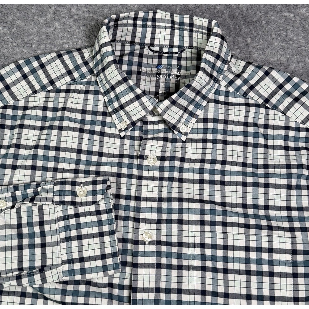 Vineyard Vines On The Go‎ Performance Brrr Blue Plaid Long Sleeve Shirt Medium